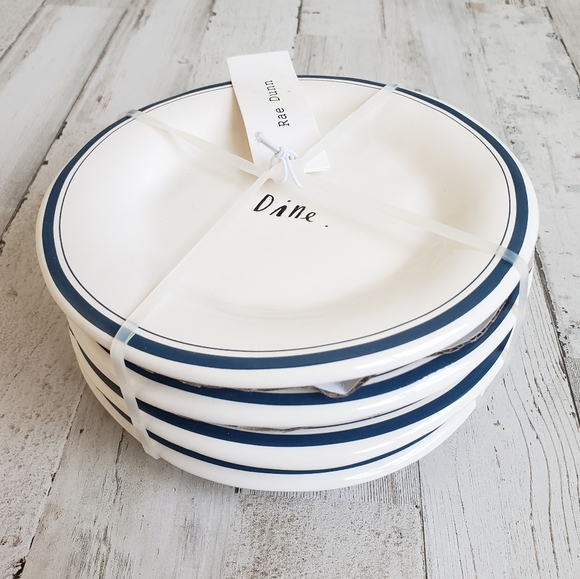 Rae Dunn Other - Rae Dunn 4 piece Blue Line Plate Set NWT